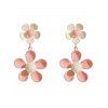 Boucles d'oreilles pendantes tendance en forme de fleurs colorblock - Rose clair 