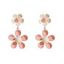Boucles d'oreilles pendantes tendance en forme de fleurs colorblock - Bleu 