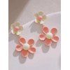 Boucles d'oreilles pendantes tendance en forme de fleurs colorblock - Rose clair 
