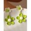 Boucles d'oreilles pendantes tendance en forme de fleurs colorblock - Bleu 