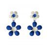 Boucles d'oreilles pendantes tendance en forme de fleurs colorblock - Bleu 