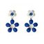 Boucles d'oreilles pendantes tendance en forme de fleurs colorblock - Bleu 
