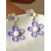 Boucles d'oreilles pendantes tendance en forme de fleurs colorblock - Violet clair 