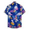 Chemise de vacances pour homme à motif floral et feuilles colorées, boutonnée et retroussée, manches courtes, pour la plage - multicolor 5XL