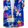 Chemise de vacances pour homme à motif floral et feuilles colorées, boutonnée et retroussée, manches courtes, pour la plage - multicolor 5XL
