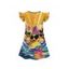 Girls Dress Funny Dark with Sunglasses Wave Pattern Vacation Dress Short Flare Sleeve A Line Mini Kid Dress - Deep Yellow 120