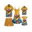 Vacation Family Outfit Funny Dark with Sunglasses Wave Pattern Women and Girl Dress and Button Up Men Boy Shirt and Drawstrings Shorts Beach Outfit - Deep Yellow S | US 4