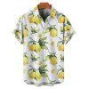 Vacation Couple Outfit Allover Lemon Leaf Pattern Ruched Bust Belt Sweetheart Neck Dress and Button Up Shirt Casual Matching Outfit - Blanc S | US 4