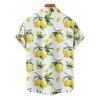 Vacation Couple Outfit Allover Lemon Leaf Pattern Ruched Bust Belt Sweetheart Neck Dress and Button Up Shirt Casual Matching Outfit - Blanc S | US 4