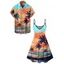 Beach Couple Outfit Coconut Tree Sunset Beach Landscape Pattern Spaghetti Strap Tank Dress and Button Up Shirt Vacation Matching Outfit - multicolor A S | US 4
