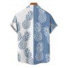 Vacation Couple Outfit Contrast Color Pineapple Pattern Ruched Bust Belt Dress and Button Up Shirt Beach Matching Outfit - Bleu Ciel S | US 4