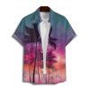 Vacation Couple Outfit Coconut Tree Sunset Pattern Spaghetti Strap Tank Dress and Button Up Shirt Beach Matching Outfit - multicolor A S | US 4
