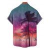 Vacation Couple Outfit Coconut Tree Sunset Pattern Spaghetti Strap Tank Dress and Button Up Shirt Beach Matching Outfit - multicolor A S | US 4
