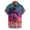 Vacation Couple Outfit Coconut Tree Sunset Pattern Spaghetti Strap Tank Dress and Button Up Shirt Beach Matching Outfit - multicolor A S | US 4