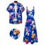 Vacation Couple Outfit Allover Flower Colored Leaf Pattern Pocket Spaghetti Strap A Line Long Dress and Button Up Shirt Beach Matching Outfit - multicolor S | US 4
