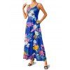 Vacation Couple Outfit Allover Flower Colored Leaf Pattern Pocket Spaghetti Strap A Line Long Dress and Button Up Shirt Beach Matching Outfit - multicolor S | US 4