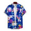 Vacation Couple Outfit Allover Flower Colored Leaf Pattern Pocket Spaghetti Strap A Line Long Dress and Button Up Shirt Beach Matching Outfit - multicolor S | US 4