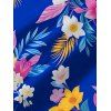 Vacation Couple Outfit Allover Flower Colored Leaf Pattern Pocket Spaghetti Strap A Line Long Dress and Button Up Shirt Beach Matching Outfit - multicolor S | US 4