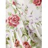 Floral Print Cinched Zipper Back Dress Corset Belt Set and Solid Hollow Out Buckle Zipper Sandals Drop Earrings Outfit - Blanc S | US 4
