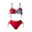 Maillot de bain deux pièces de plage à imprimé abstrait, bretelles spaghetti réglables, haut de bain rembourré et slip taille haute, maillots de bain de vacances - Rouge L | US 8