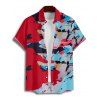 Beach Couple Outfit Abstract Print Cinched Padded Swim Top High Cut Briefs Two Piece Swimsuit and Button Up Shirt Vacation Matching Outfit - Rouge S | US 4