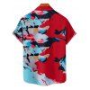 Beach Couple Outfit Abstract Print Cinched Padded Swim Top High Cut Briefs Two Piece Swimsuit and Button Up Shirt Vacation Matching Outfit - Rouge S | US 4