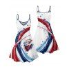 Robe de fête de l'indépendance à motif d'éléments du drapeau américain, bretelles spaghetti, col en V, coupe trapèze, mini-robe débardeur patriotique - multicolor S | US 4