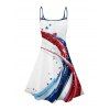 Robe de fête de l'indépendance à motif d'éléments du drapeau américain, bretelles spaghetti, col en V, coupe trapèze, mini-robe débardeur patriotique - multicolor S | US 4