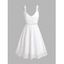 Robe de vacances courte en dentelle jacquard à fleurs de couleur unie, style romantique, bretelles non réglables, col en V, coupe trapèze - Blanc XXL | US 14