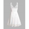 Robe de vacances courte en dentelle jacquard à fleurs de couleur unie, style romantique, bretelles non réglables, col en V, coupe trapèze - Blanc XXL | US 14
