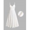 Robe de style romantique texturée de couleur unie, bretelles spaghetti réglables, nœud papillon dans le dos, robe longue de vacances trapèze - Blanc L | US 8-10