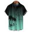 Chemise de vacances à motif palmier ombré pour homme, boutonnée, retroussée, manches courtes, décontractée - Vert profond L