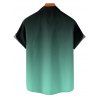 Chemise de vacances à motif palmier ombré pour homme, boutonnée, retroussée, manches courtes, décontractée - Vert profond L