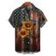 Chemise homme à imprimé tournesol et drapeau américain, style vintage, pour le jour de l'indépendance, boutonnée, retroussée, manches courtes, style patriotique - Noir 5XL