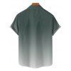 Chemise de vacances à motif palmier ombré pour homme, boutonnée, retroussée, manches courtes, décontractée - Vert profond L