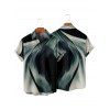 Chemise de vacances à imprimé abstrait pour homme, boutonnée, retroussée, manches courtes, décontractée - Noir L
