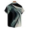 Chemise de vacances à imprimé abstrait pour homme, boutonnée, retroussée, manches courtes, décontractée - Noir L