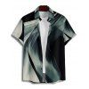 Chemise de vacances à imprimé abstrait pour homme, boutonnée, retroussée, manches courtes, décontractée - Noir L