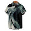 Chemise de vacances à imprimé abstrait pour homme, boutonnée, retroussée, manches courtes, décontractée - Noir L