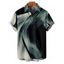 Chemise de vacances à imprimé abstrait pour homme, boutonnée, retroussée, manches courtes, décontractée - Noir L