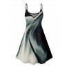 Robe de vacances à imprimé abstrait, bretelles spaghetti, col en V, coupe trapèze, mini-robe décontractée - Noir XXXXXL | US 20