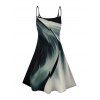 Robe de vacances à imprimé abstrait, bretelles spaghetti, col en V, coupe trapèze, mini-robe décontractée - Noir XXXXXL | US 20