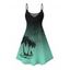 Robe de vacances ombrée à motif palmier, bretelles spaghetti, col en V, coupe trapèze, mini-robe débardeur décontractée - Vert profond XXXXXL | US 20