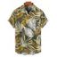 Chemise de vacances à imprimé feuilles tropicales pour homme, boutonnée, retroussée, manches courtes, pour la plage - Vert profond L