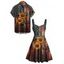 Vintage Independence Day Couple Outfit Sunflower American Flag Print Ruched Bust Belt Sweetheart Neck Dress and Button Up Shirt Patriotic Matching Outfit - Noir S | US 4