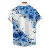 Vacation Couple Outfit Floral Leaf Pattern Contrast Color Crossover Surplice Belt Dress and Button Up Shirt Casual Matching Outfit - Bleu S | US 4