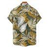 Vacation Couple Outfit Tropical Plant Leaf Pattern Ruched Bust Belt Sweetheart Neck A Line Mini Dress and Button Up Shirt Beach Matching Outfit - Vert profond S | US 4