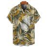 Vacation Couple Outfit Tropical Plant Leaf Pattern Ruched Bust Belt Sweetheart Neck A Line Mini Dress and Button Up Shirt Beach Matching Outfit - Vert profond S | US 4