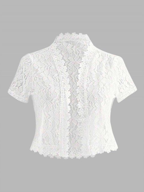 Cardigan en dentelle, kimono court au crochet avec cape transparente