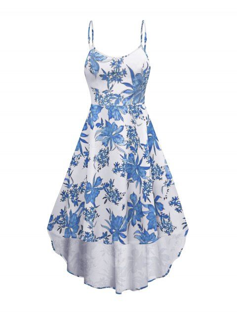 Robe d'été sans manches à bretelles spaghetti réglables et imprimé floral